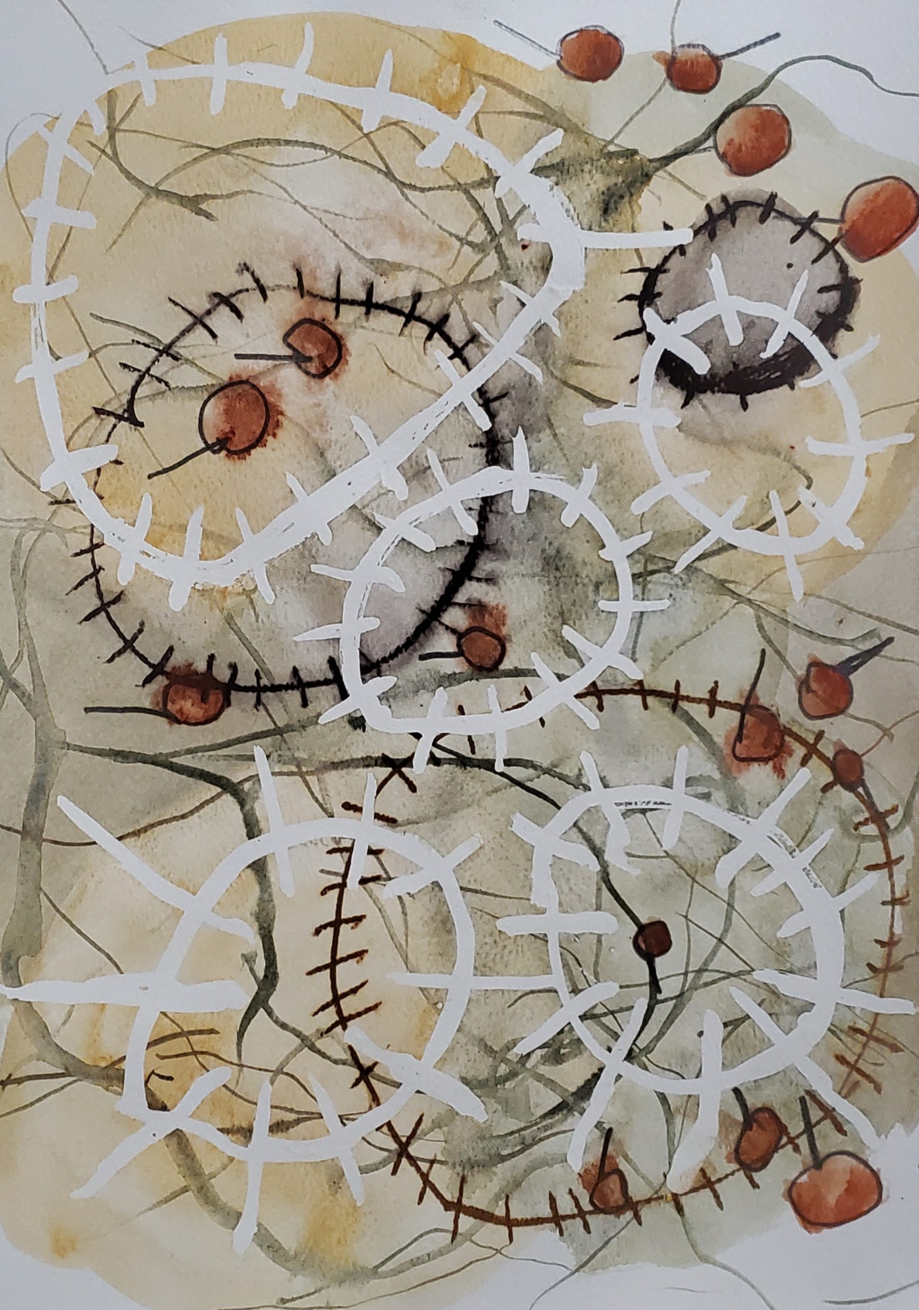 Marks made inspired by beach finds.